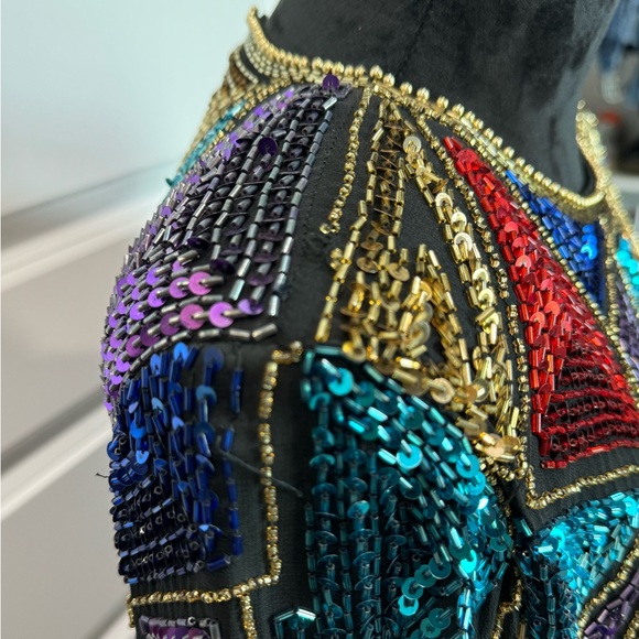 Vintage 80s/90s Niteline by Della Roufogali sequin dress colorful - Picture 4 of 16